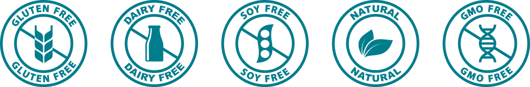 Natural ingredients, gluten free, dairy free, soy free, non gmo badges for PureHealth Research liver health supplements