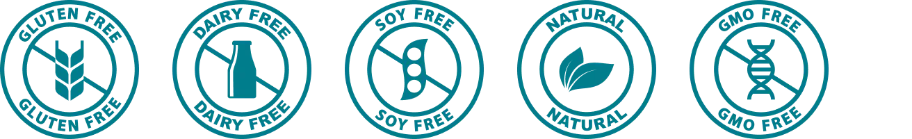 Natural ingredients, gluten free, dairy free, soy free, non gmo badges for PureHealth Research liver health supplements