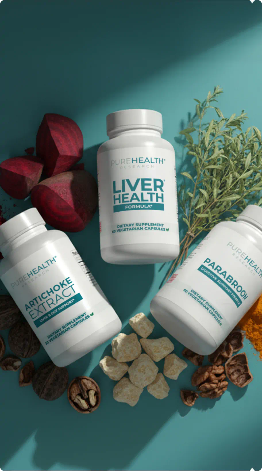 PureHealth Research liver health supplements with ingredient display