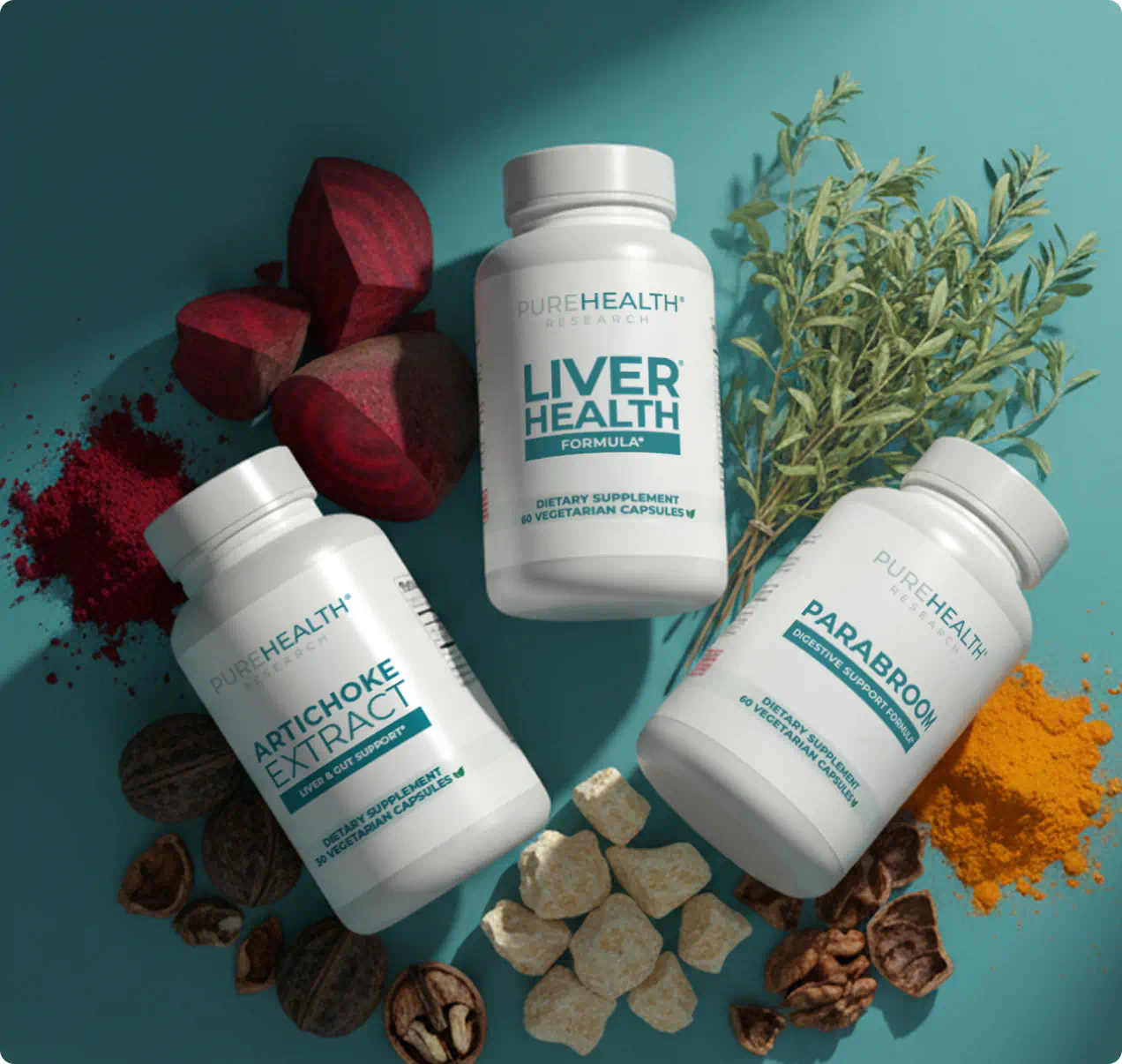 PureHealth Research liver health supplements with ingredient display
