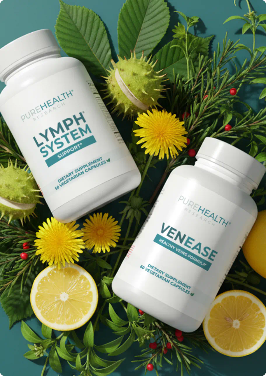 PureHealth Research lymphatic drainage supplements with ingredient display