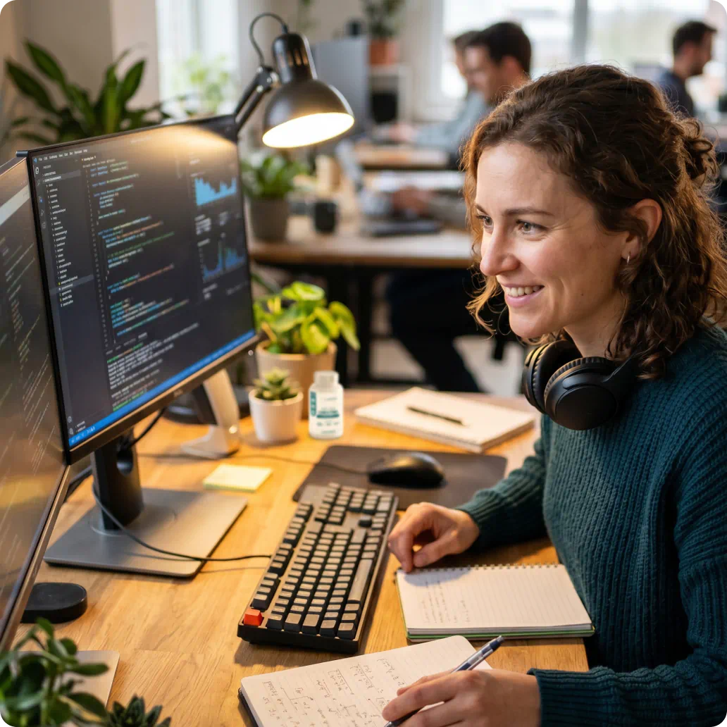 Woman working on PC