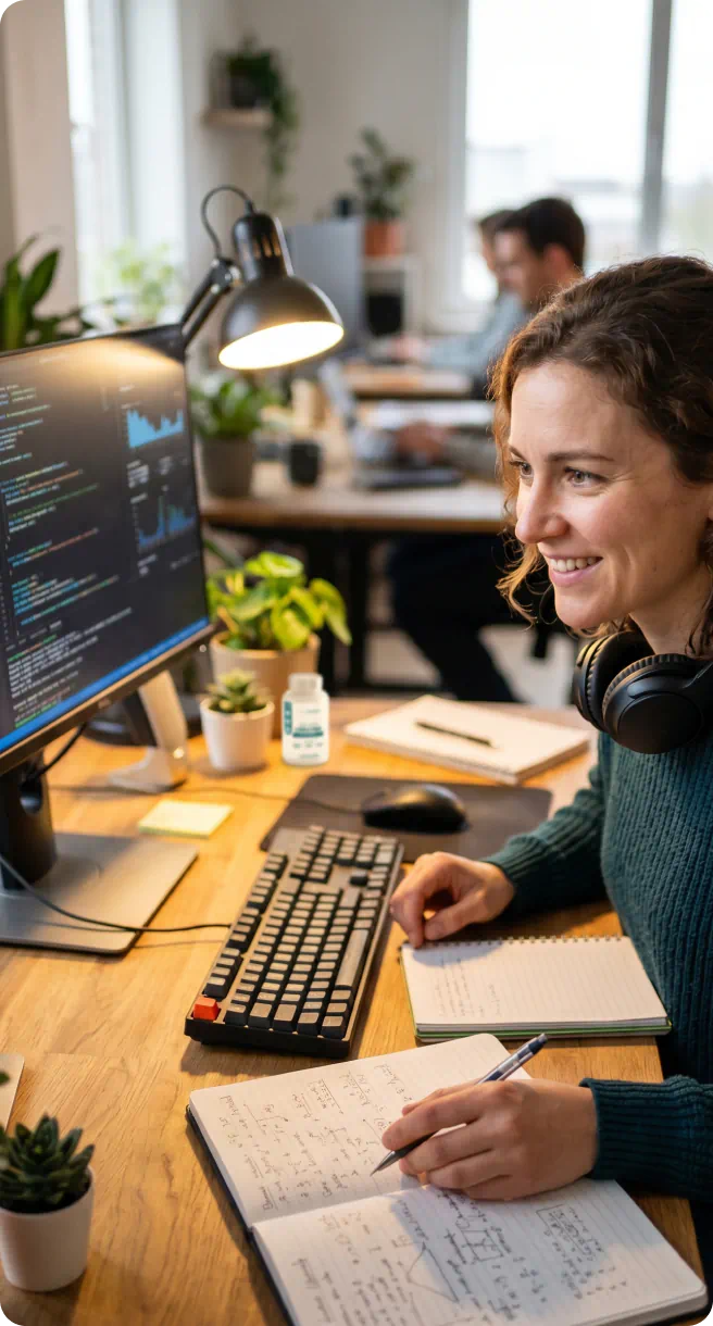 Woman working on PC
