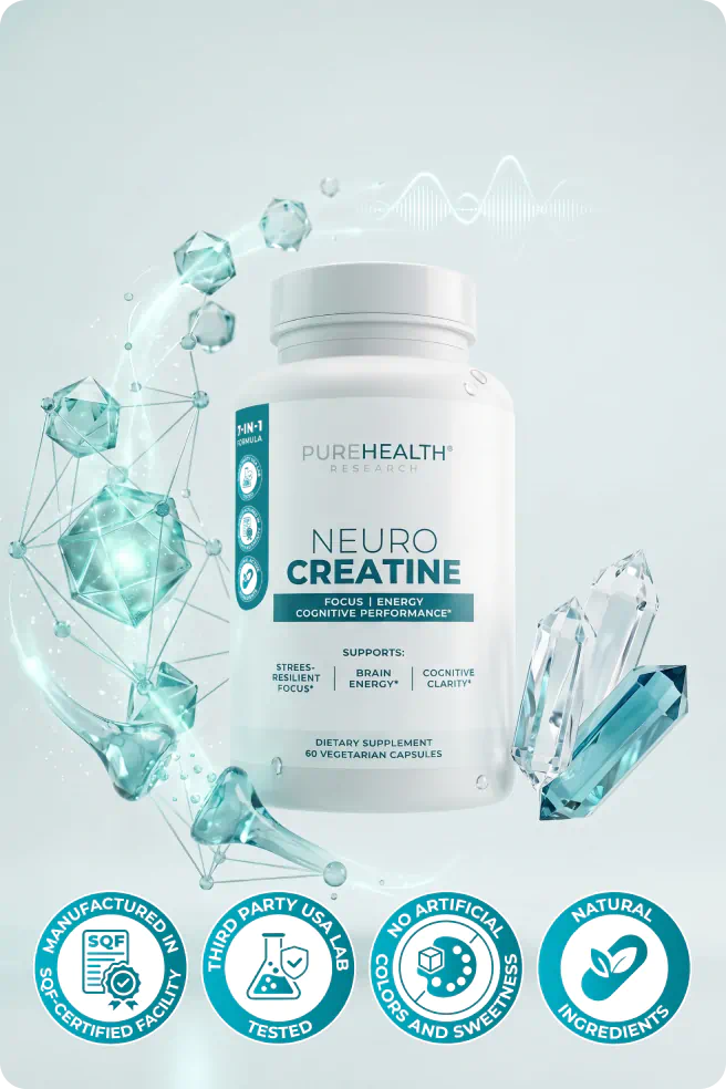 NeuroCreatine bottle with quality badges